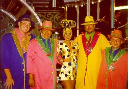 Click to see Me, Chris, a Showgirl, Keith and James getting ready to perform in Rio's Festival in the Sky - Large
